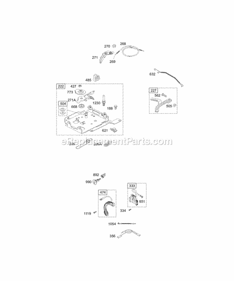 Controls Governor Springs Ignition Diagram and Parts List for 12E494-0110-E1  Briggs and Stratton Engine